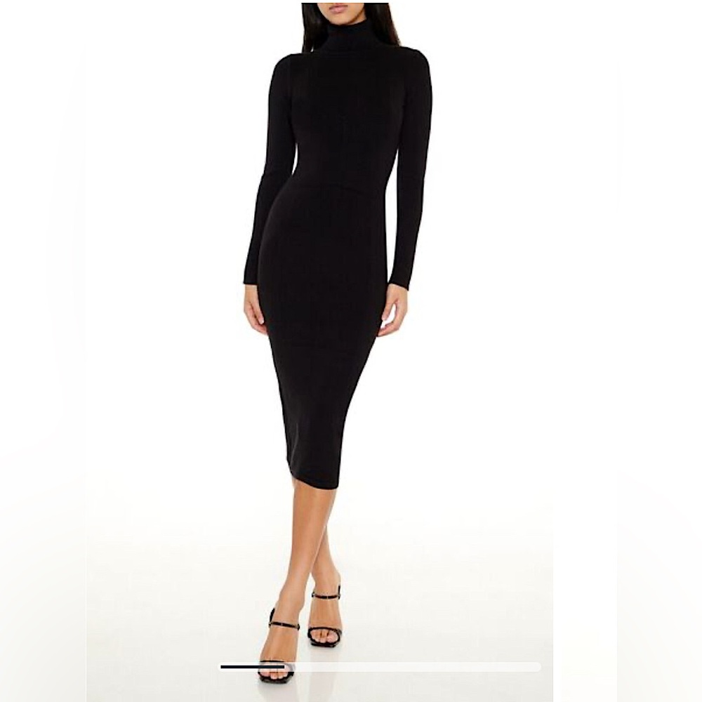 Forever 21 Turtleneck Long Ribbed Dress Black (Size XS) WORN ONCE🖤🖤